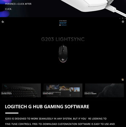 Logitech G203 Wired Gaming Mouse, Esports-Grade, 6 Programmable Buttons & Multi-Color for Competitive Games