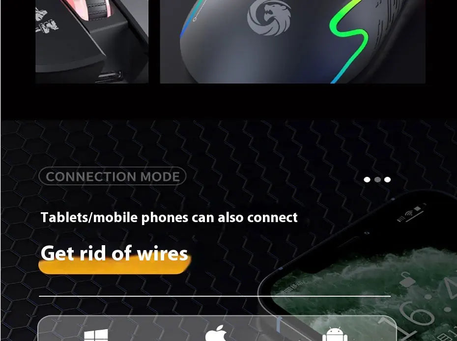 Mechanical Gear Wireless Bluetooth Dual-mode Silent E-sports Gaming Mouse with Type-C Charging