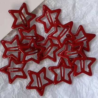 Red Star Snap Hair Clips.