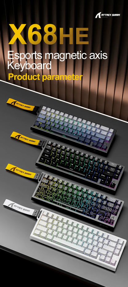 Magnetic Gaming Keyboard ATTACK SHARK X68HE X68PRO HE and FREEWOLF F68 Wired F68Pro Wireless for Pro Gaming 0.01mm Rapid Trigg