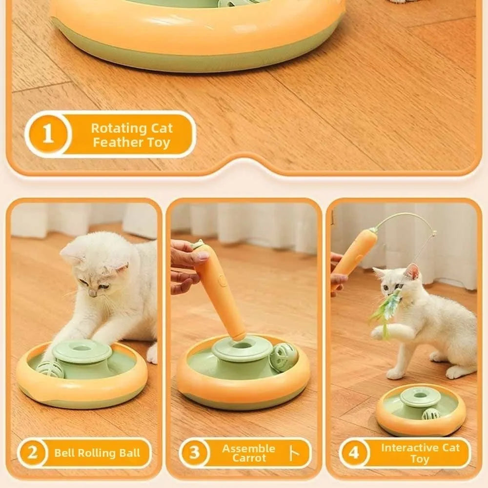 Multifunctional Electric Cat Toy Sturdy Design Self Rotating Interactive Cat Toy Reusable Self Rotating Teaser