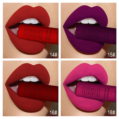 QIBEST Sexy Velvet Matte Lip Gloss Liquid Lipstick Lipgloss Beauty Red Nude Waterproof Long-lasting Lip Stain Makeup For Women