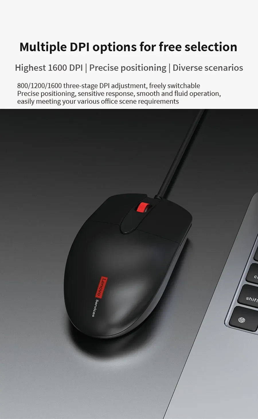 Lenovo Classic Wired Ergonomic Design High Sensitivity Durable USB Optical Gaming Mouse Business Home Pc Laptop Mouse