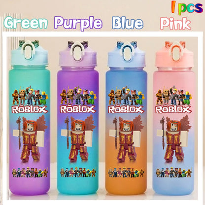 Roblox Anime Cartoon Straw Drink Bottle 750ml Gradient Color Water Cup Game Student Daily Necessities Gourde Boy Holiday Gift