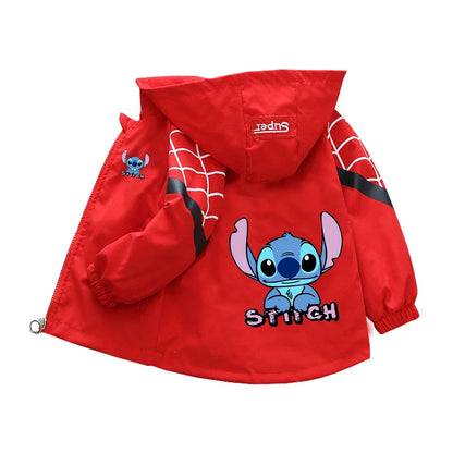 Boys Spiderman Hooded Jackets 1-10 Years Girls Spring Autumn Stitch Print Sports Coats Children Cartoon Outerwear Kids Clothes