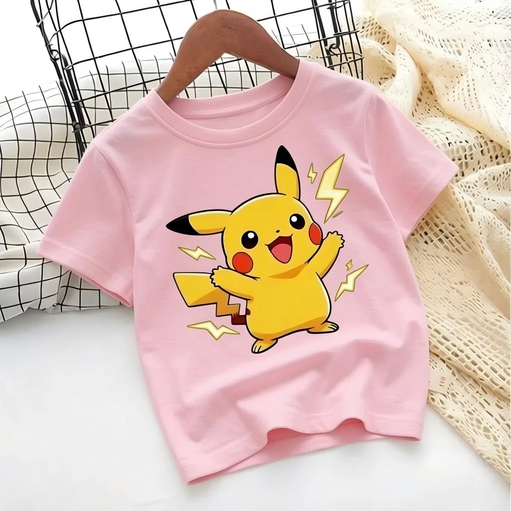 T-shirt with Pokémon Jigglypuff print for summer 2026, loose 100% cotton T-shirt for travel, games, and Y2k sports
