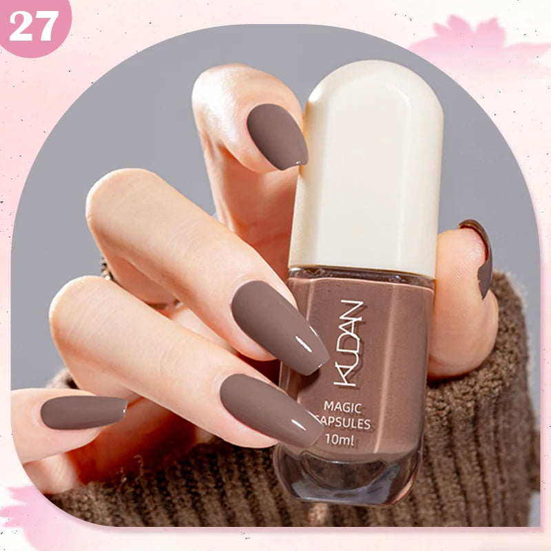KUDAN Dark Burgundy Nail Polish, Alcohol-Free - Long-Lasting Formula Quick Drying Without Lighting, Glossy And Shiny Surface