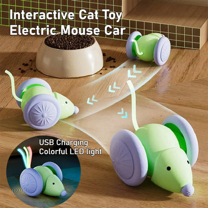 Interactive Cat Toys Colorful LED Electric Mouse Automatic Teaser Kitten Toy Intelligent Obstacle Avoidance Pet Toy USB Charging