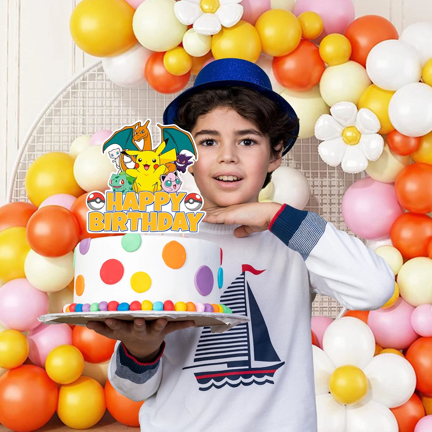 25 Pcs Pokemon Cake Toppers - Pokemon Cupcake Toppers & Large Pokemon Birthday Cake Topper for Pokemon Birthday Party Decoration