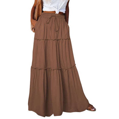 Women’s Boho Maxi Skirt: High-Waisted A-Line Tiered Long Skirt