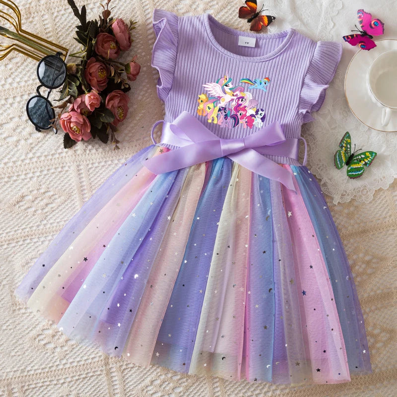 Official My Little Pony "Rainbow Magic" Princess Dress: Lavender Ribbed Bodice & Sequin Tulle Tutu