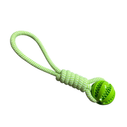 Pet Toy for Dogs, Durable Cotton Rope Hand-Held Treat-Dispensing Ball, Teeth-Cleaning and Training Interactive Puzzle Toy Ball