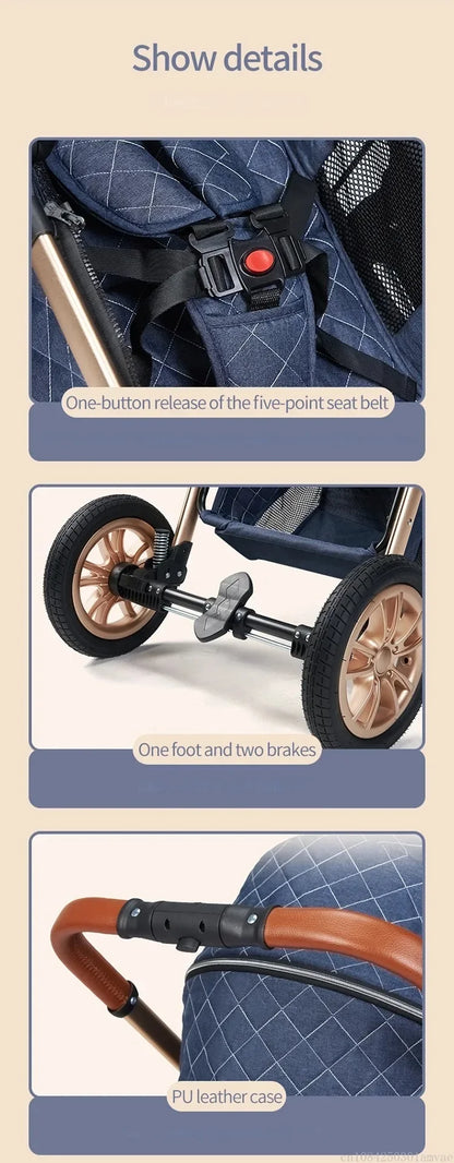 3in1 High Landscape Baby Stroller with car seat Newborns Infant Portable Baby Carriage ISOfix Base Multi functional strollers