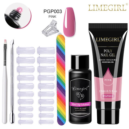 LIMEGIRL Set Poly Nail Gel for Extension Gel Set Manicure Acryl Gel Varnish Set 15ML Acrylic Liquid Nail Art Nail Kit UV Gel Kit