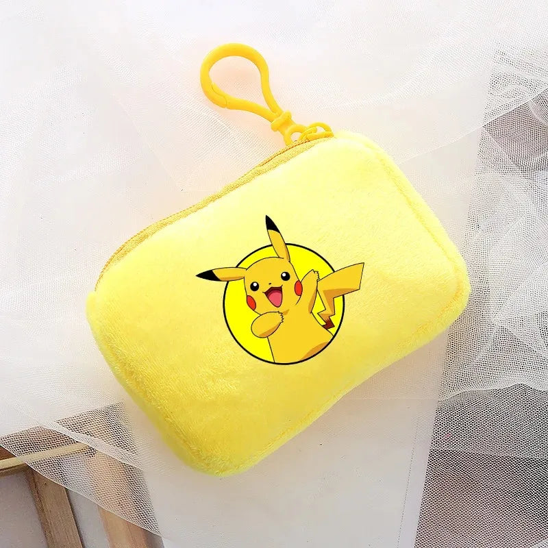 Pokemon Pikachu Mini Plush Coin Purse Cartoon Anime Student Canvas Square Storage Bag Boy Girl Handbag Fashion Kid Birthday Gift