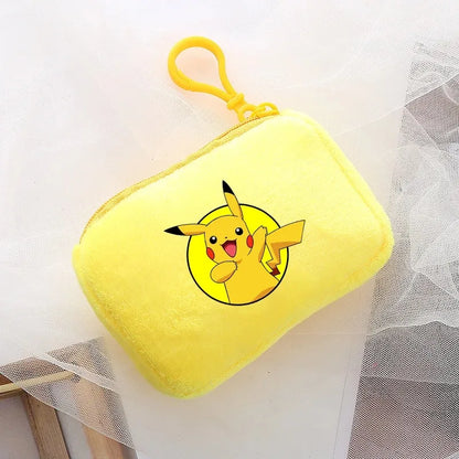 Pokemon Pikachu Mini Plush Coin Purse Cartoon Anime Student Canvas Square Storage Bag Boy Girl Handbag Fashion Kid Birthday Gift