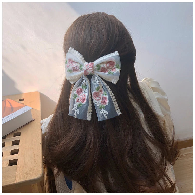 Embroidered Lace Hair Bow.