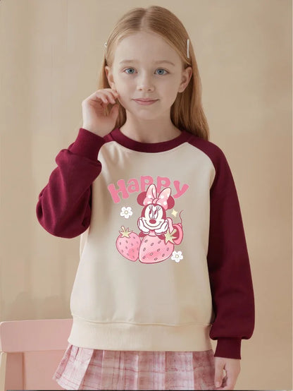 Baby Girls Casual Sweatshirts Spring Autumn New Style Children Fashion O Neck Spliced Long Sleeved Hoodies Kids Pullover Tops