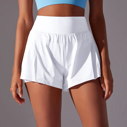 High Waist Breathable Sweat Short Women's Gym Running Short Pant Double Side Anti-Shine Casual Athletic Fitness Shorts