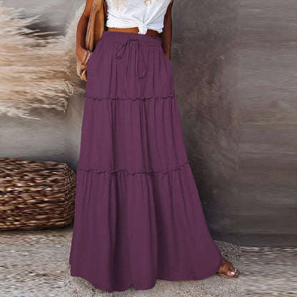 Women’s Boho Maxi Skirt: High-Waisted A-Line Tiered Long Skirt