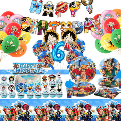One Piece Birthday Party Decoration Kit – Plates, Cups & Balloons