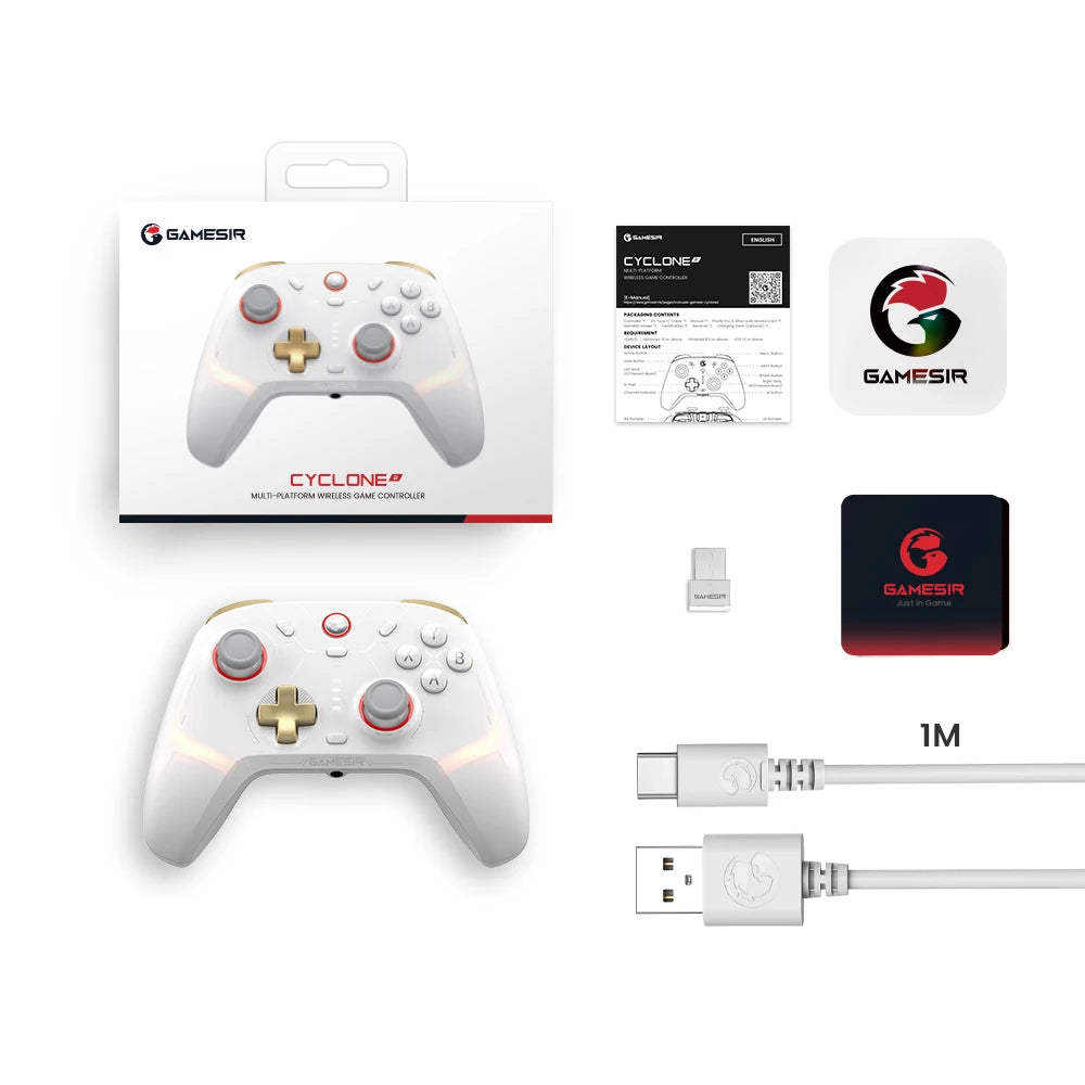 GameSir Cyclone 2 Wireless Pro Controller, Hall Effect Joysticks, Bluetooth Gamepad for Nintendo Switch, iPhone, Android & PC