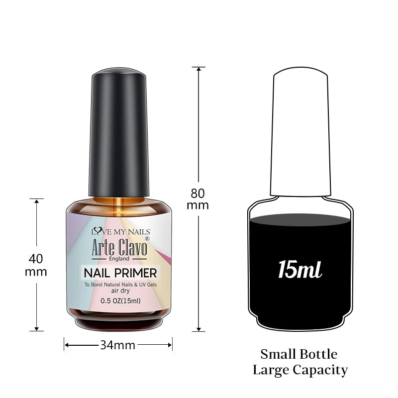 Arte Clavo 15ml Nail Primer Fast Air Dry Base Cleaning Agents UV Gel Polish Dehydrate Primer Base Coat Balance Fluid Acid Free