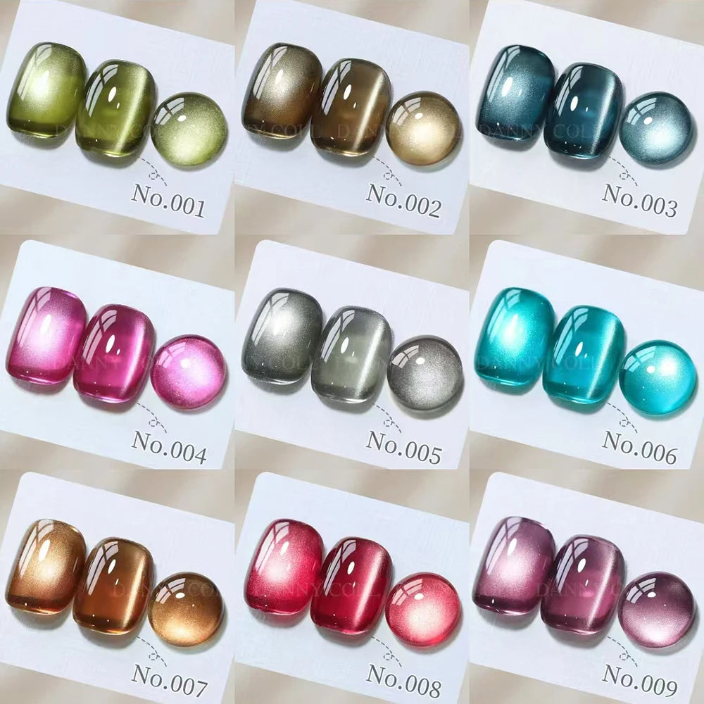 9 Color/Set Crystal Cat Eye Gel Nail Polish Set Semi Permanent UV LED Gel Lacquer Magnetic Cat Eye Gel Varnish For Nail Art 15ml