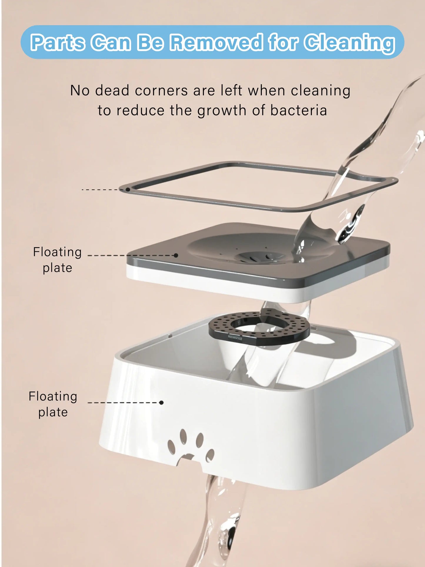 Floating Pet Bowl Dog 1L Cat Water Dispenser ABS Plastic Pet Drinking Bowl for Long-Haired Pets Drinking Dispenser with Filter