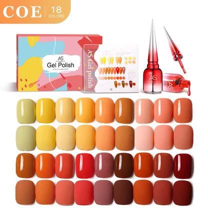 AS 18pcs 15ml Nail Gel Polish Set Red Dark Vernis Semi Permanent Nail Art Supplies Manicure UV Gel Nail Varnish Kit With Chart