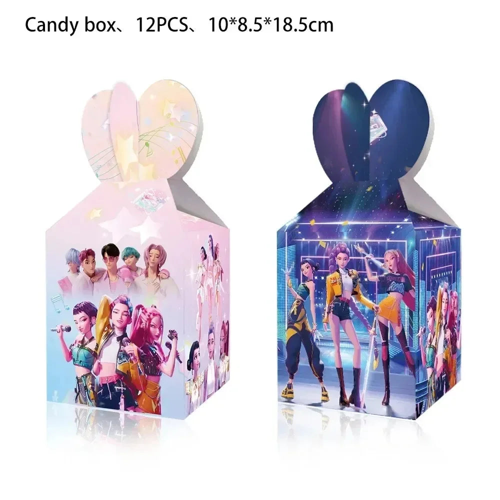 K-Pop Hunters "Idol Snack" Party Set: Candy Boxes, Popcorn Buckets & Food Trays