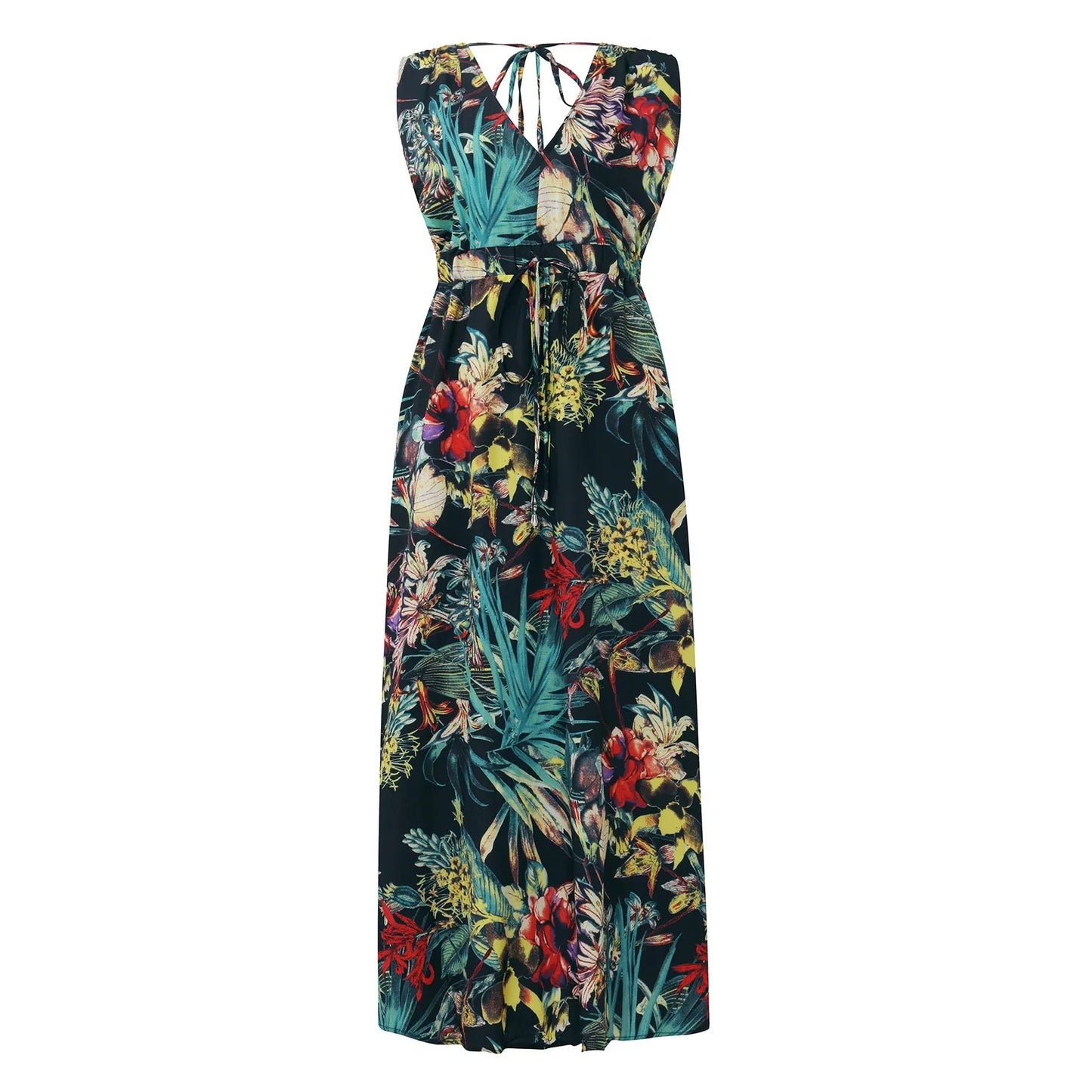 Summer Women Chiffon Floral Long Dress French Style Short Sleeve Elastic A-line Dresses Summer Bohemian Print Beach Dress