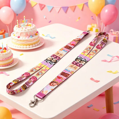 Roblox Girl Lanyard Cartoon Pattern for Reusable Events Festival Celebrations Decorative Style Birthday Party Gift Supply Set