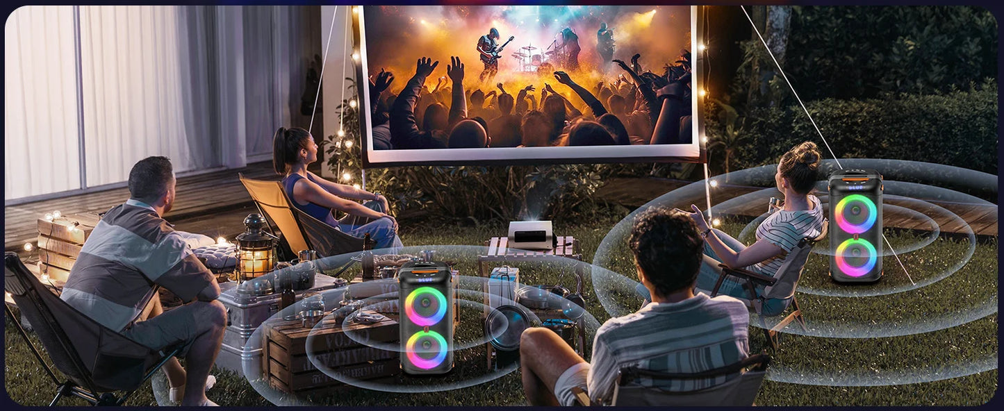 T27 Wireless Bluetooth Speaker, Karaoke Machine with 2 Microphone, Home Karaoke Party Speaker with Led Light