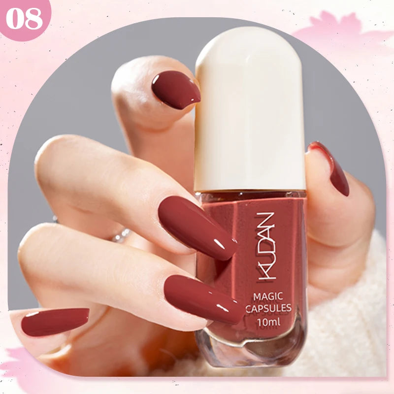 KUDAN Dark Burgundy Nail Polish, Alcohol-Free - Long-Lasting Formula Quick Drying Without Lighting, Glossy And Shiny Surface
