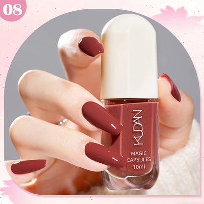 KUDAN Dark Burgundy Nail Polish, Alcohol-Free - Long-Lasting Formula Quick Drying Without Lighting, Glossy And Shiny Surface