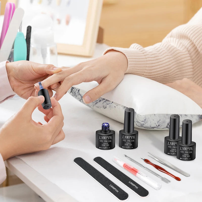 42Pcs/Set Gel Nail Polish Kit Hybrid Varnish Set For Manicure Nails Art UV LED Nail Art Gel Semi Permanent Base Top Coat Varnish