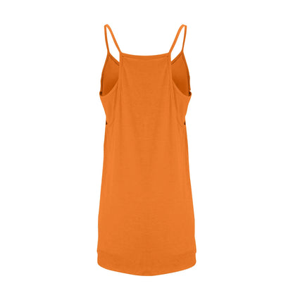 Women's Tennis Dress Solid Color Pocket Sexy Suspender Fake Two-piece Loose Breathable Comfortable Sports Dress