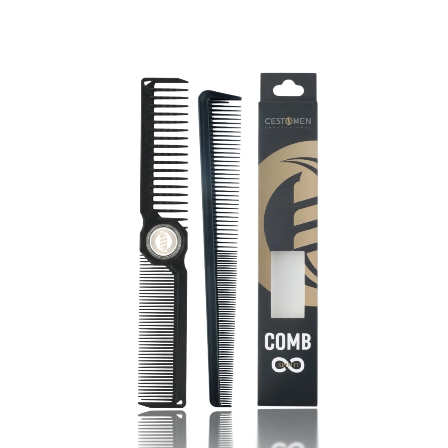 2Pcs NEW Professional Barber Dual Spining Comb Wide and Fine Tooth Cutting Comb Taper Comb for Salon Hairdressing Accessories