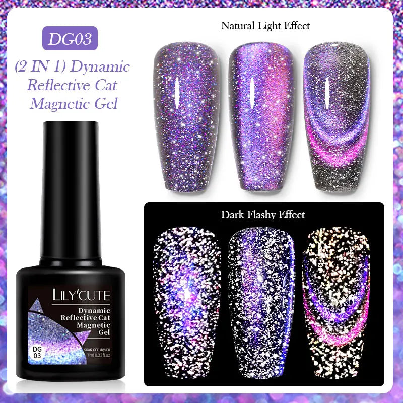 LILYCUTE 7ml 9D Cat Magnetic Gel Nail Polish Iridescent Magnet Semi Permanent Soak Off UV LED Manicure For Nail Art Gel Varnish