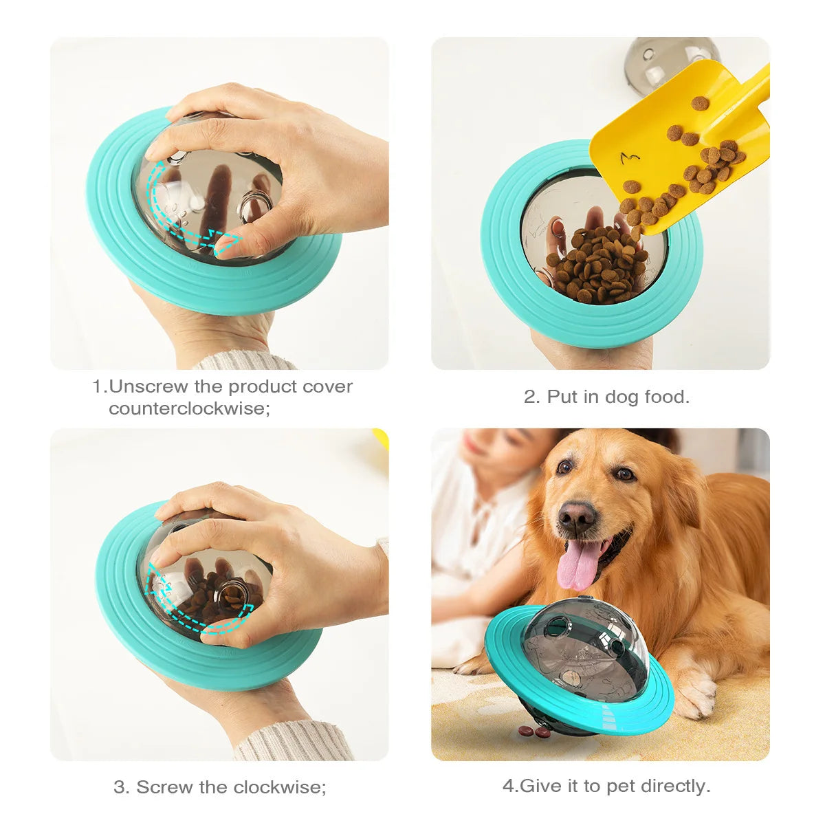 Chewable and wear-resistant dog toys educational dog supplies Frisbee flying disc and food dispenser