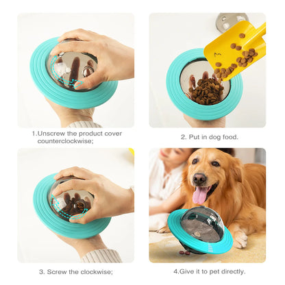 Chewable and wear-resistant dog toys educational dog supplies Frisbee flying disc and food dispenser