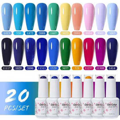 Clou Beaute 10/12/20/24pcs Gel Nail Polish Set Color 15ml White Glass Bottle Nail Art Kit Semi Permanent Gellack Nail Varnish