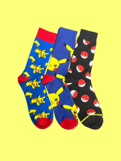 1/3/4 Pairs Pokemon Men's Fashion Trend Long Socks Cartoon Anime Figure Pikachu Eevee Gengar Unisex Athletic Harajuku Socks