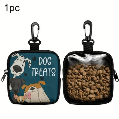 1pc Dog Print Dog Treat Bag with Hook and Zipper Pet Training Set Puppy Pet Training Walking Bag Dog Training Accessories