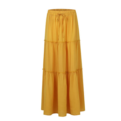 Women’s Boho Maxi Skirt: High-Waisted A-Line Tiered Long Skirt