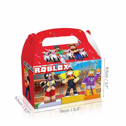 12Pcs/Set Roblox Theme Game Birthday Party Decoration Gift Boxes Anime Pattern Thanks Candy Gift Bag Kid Birthday Party Supplies