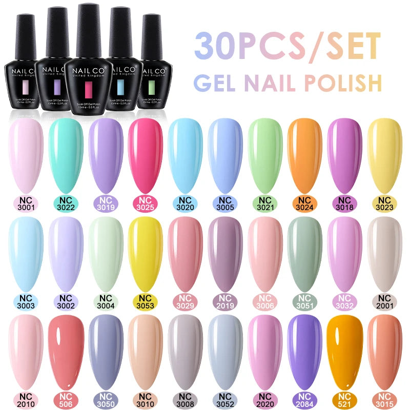 NAILCO 15ml 30/20/10pcs/Set UV Gel Nail Polish Semi Permanent Esmalte Vernis LED Gel Varnish Soak Off Nail Art All For Manicure