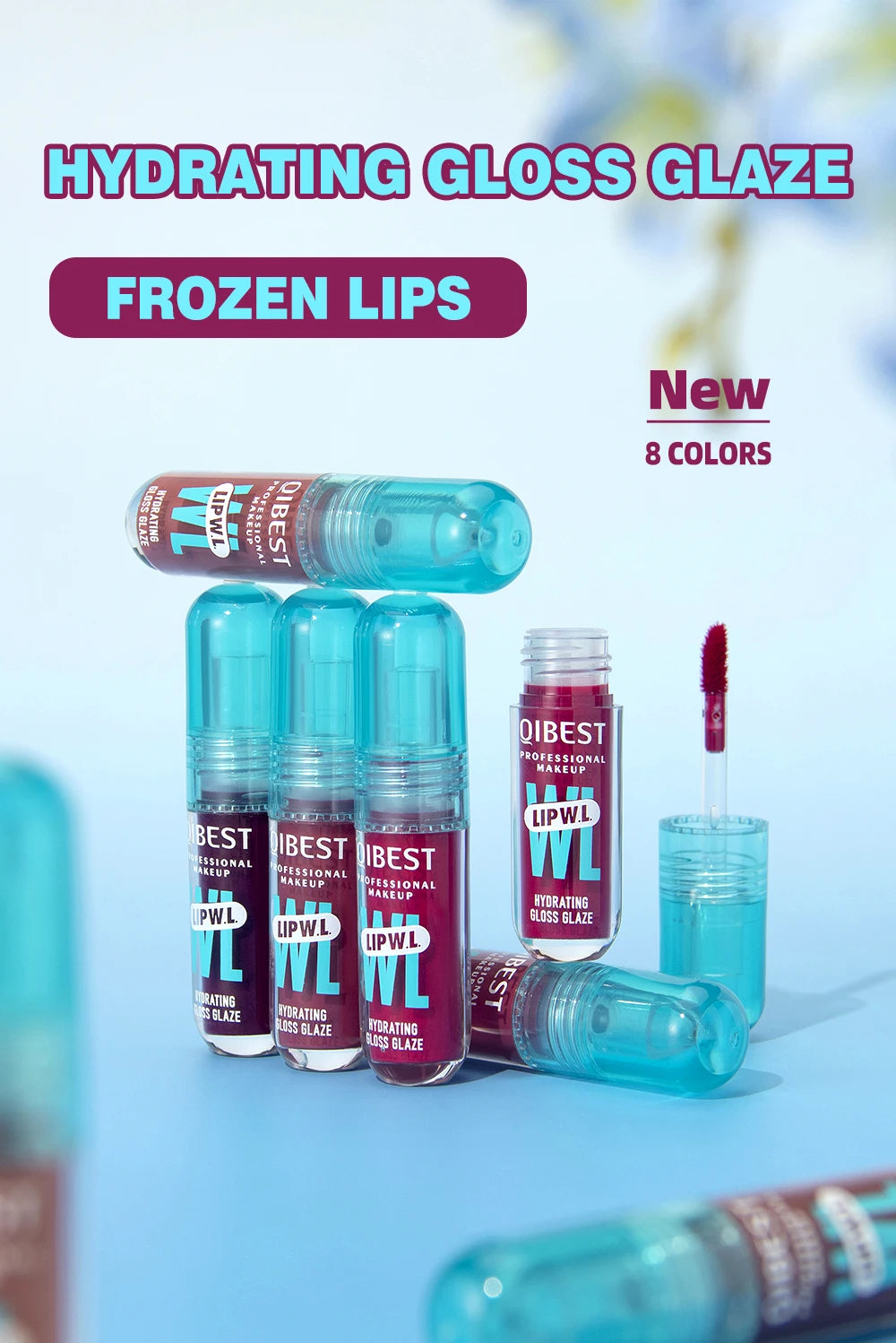 QIBEST Crystal Lip Gloss Mirror Watery Lip Glaze Long Lasting Moisturizing Lip Balm Plumping Gloss Oil Hydrating Makeup Lip Tint