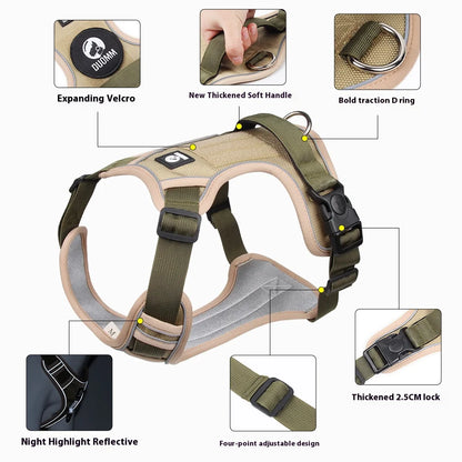 Anti-Pull Reflective Dog Harness with Multi-Point Adjustment No Pull Pet Vest for Pet Dogs Chew Proof and Durable